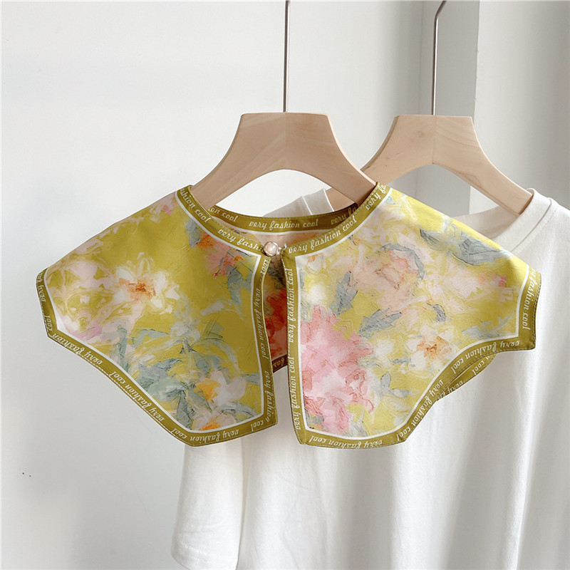 Châle à col amovible pour femmes, poignées florales, châles à la mode, écharpes de décoration de robe chemisier, châle initié, printemps, automne