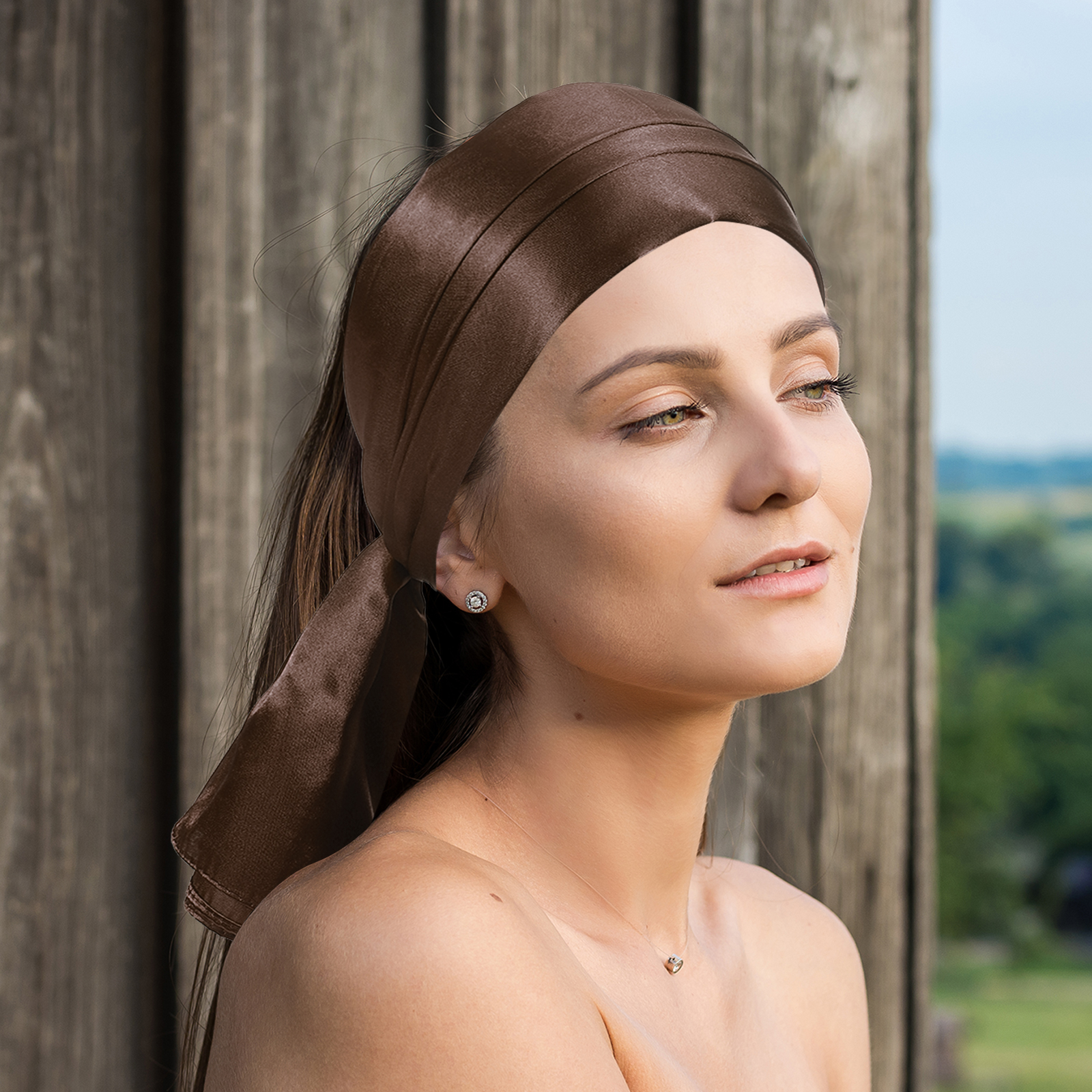 1 pièce Foulard de tête en satin de 35 pouces, Grand foulard carré effet soie, Bandanas pour cheveux, Foulards de nuit pour femmes