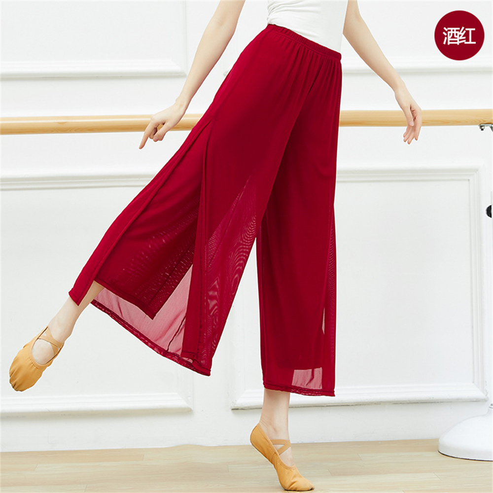 Pantalon de sport à jambes larges pour femmes, double couche, maille, danse, fitness, vêtements longs pour adultes, mode, nouveau