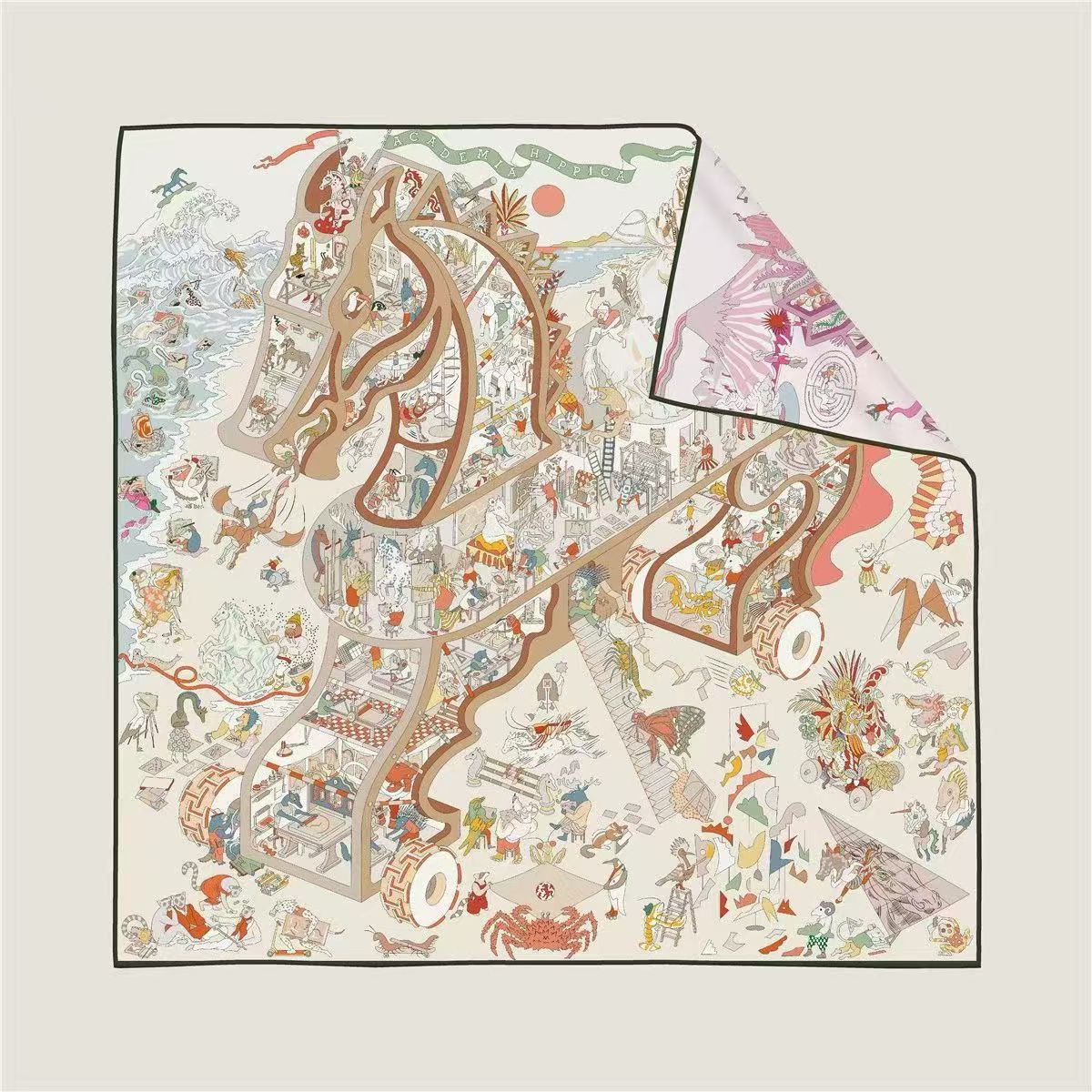 Écharpe en soie imprimée Double face faite à la main, avec bord roulant élégant, motif d'heure, écharpe de haute qualité, nouvelle collection automne