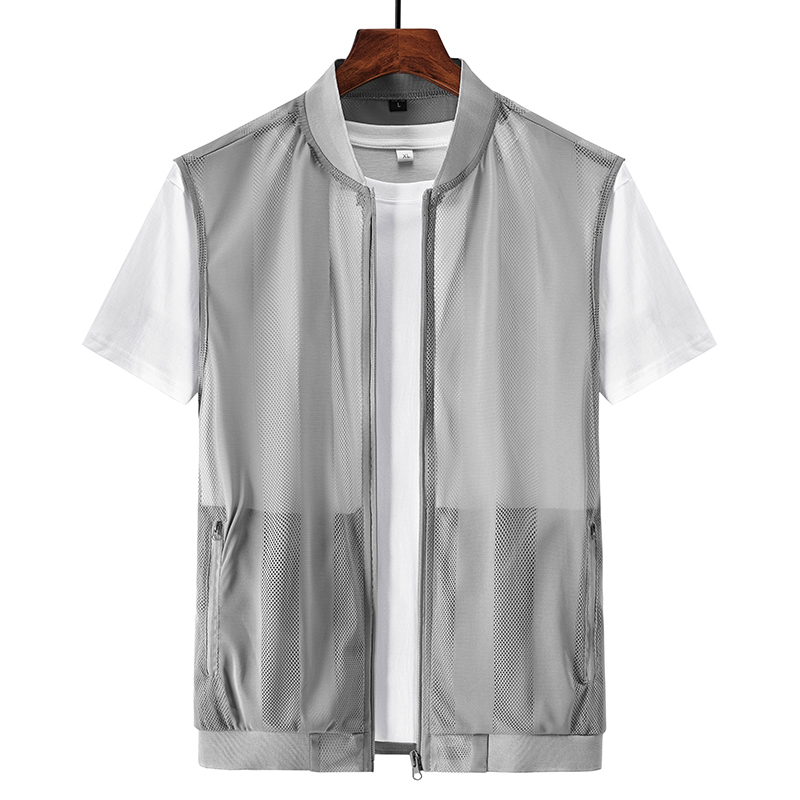 Gilet en maille creuse pour hommes, manteau de sport de plein air respirant, design de haute qualité, émail de loisirs, été