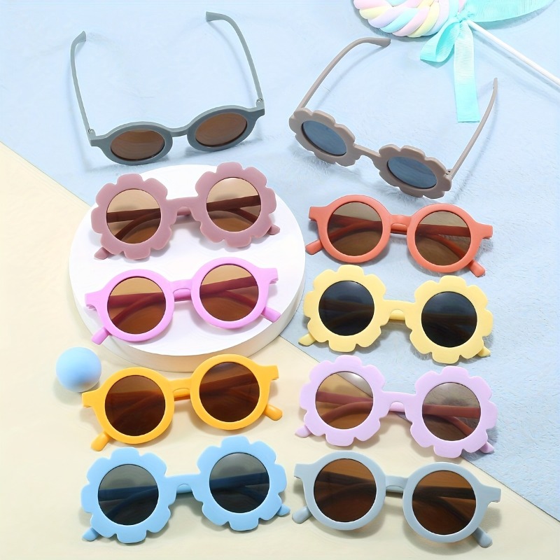 10 paires de lunettes rondes à motif floral pour jeunes adultes, monture en PC durable, idéales pour les fêtes et les défilés de mode
