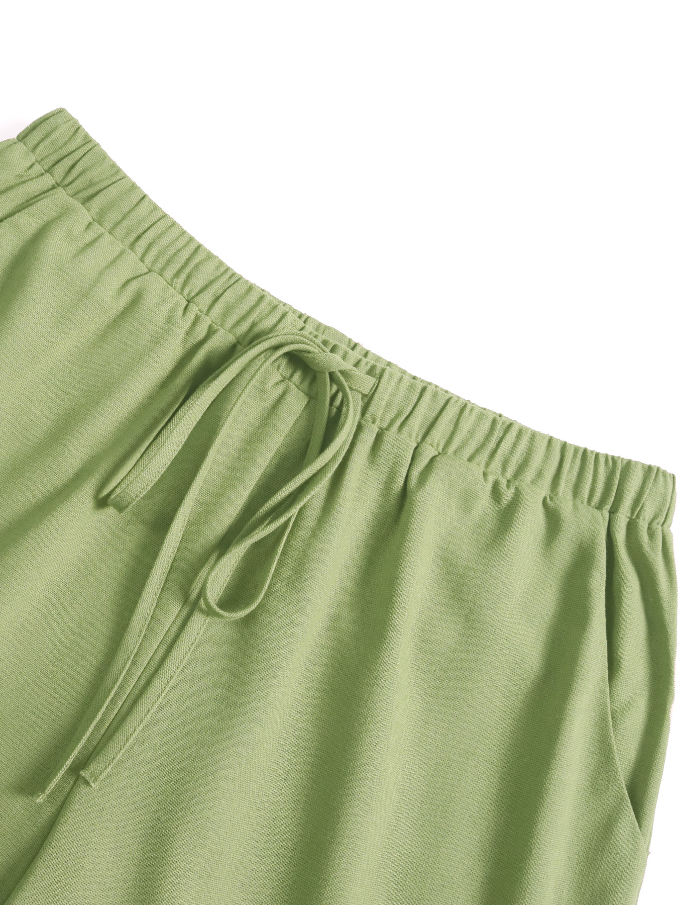 Pantalon large en lin pour femme, pantalon long décontracté taille mi-haute, mode estivale confortable, vêtement féminin une pièce