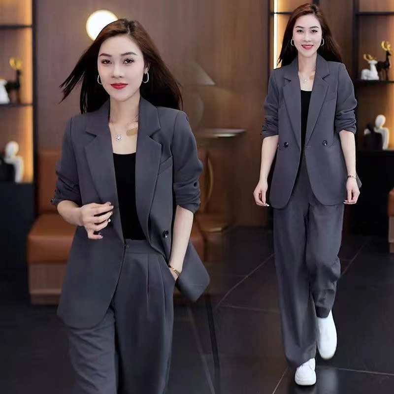 Ensemble 2 pièces pour femme 2026 : Veste de costume professionnelle + pantalon large décontracté et fluide – Tenue deux pièces pour femme