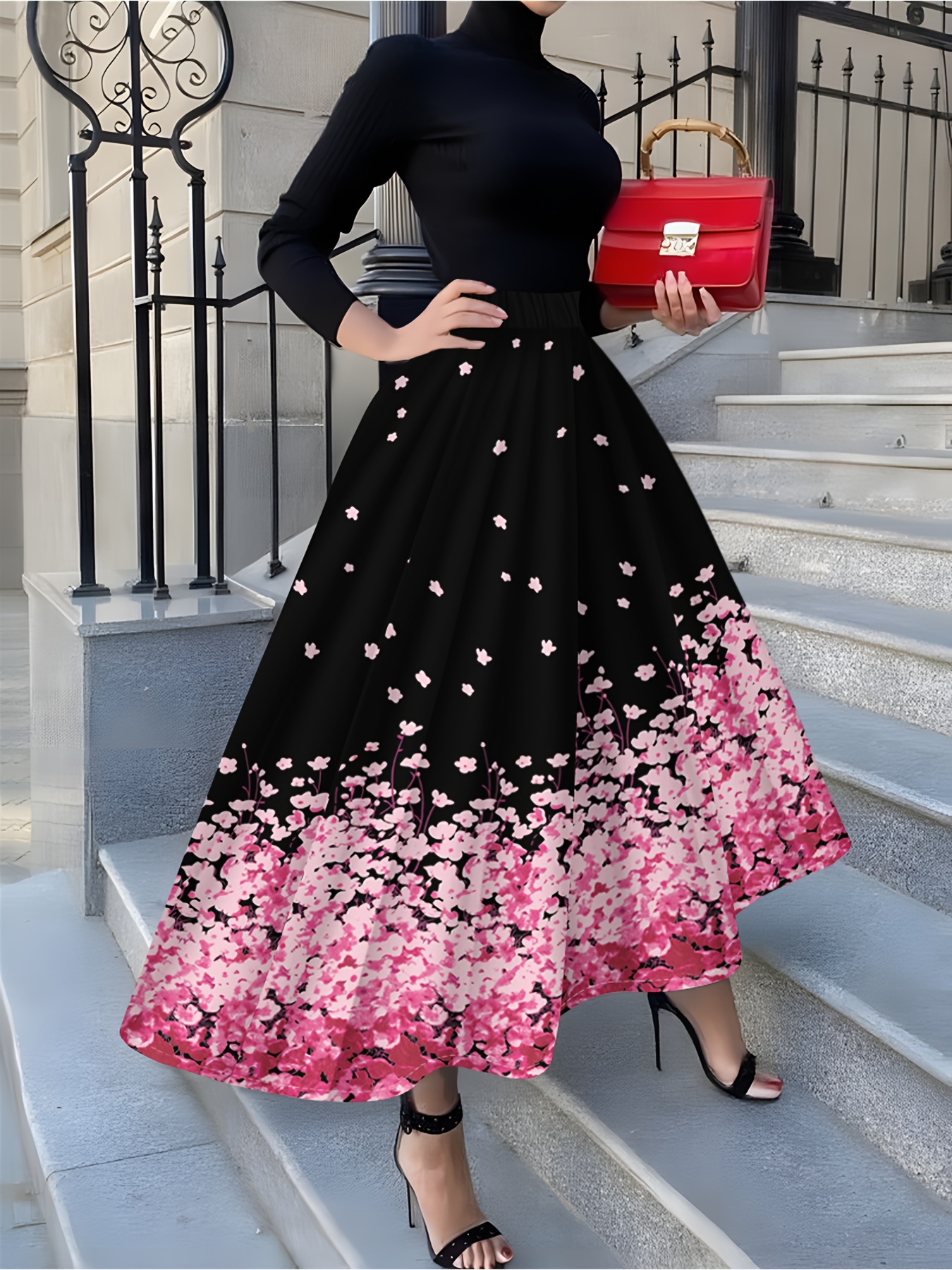 Jupe trapèze décontractée pour femme, taille haute, mi-longue, légère et plissée, idéale pour l'été, le bureau, les soirées et le streetwear.