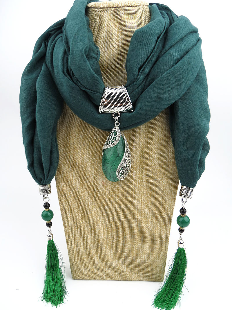 Femmes longues écharpes exagérant pendentif collier dame anneau écharpe femmes glands silencieux dame Polyester coton écharpe châles
