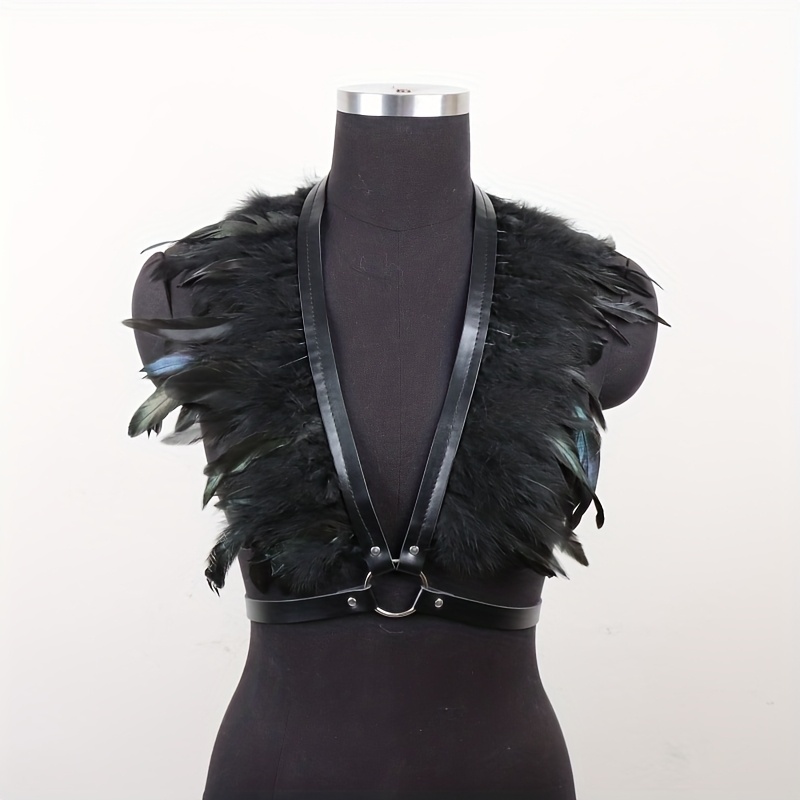 Cape gothique élégante en plumes noires pour femmes, châle en plumes pour Halloween, carnaval, Festival de musique, fête de Bar, Photo décorative Pr