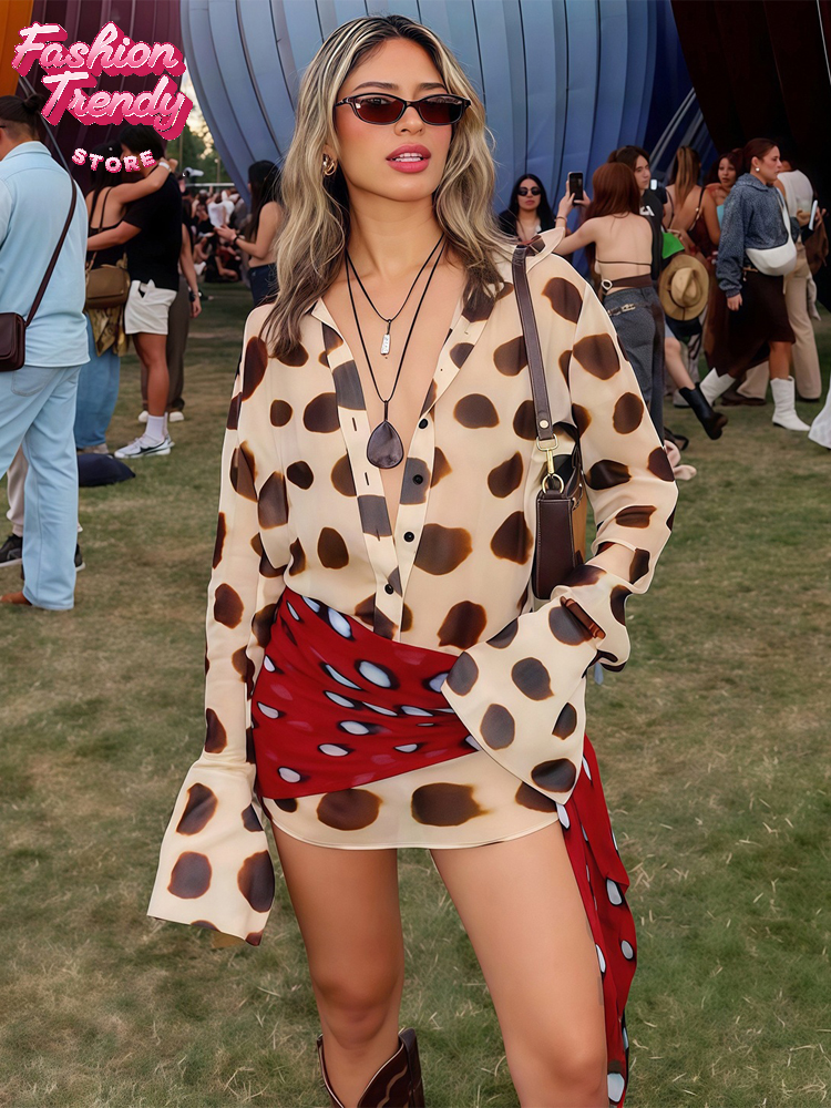 Robe de voyage décontractée rétro à imprimé vache pour femme, sexy, avec empiècements contrastants et grands pois, collection été 2026, pour les vacances à la plage