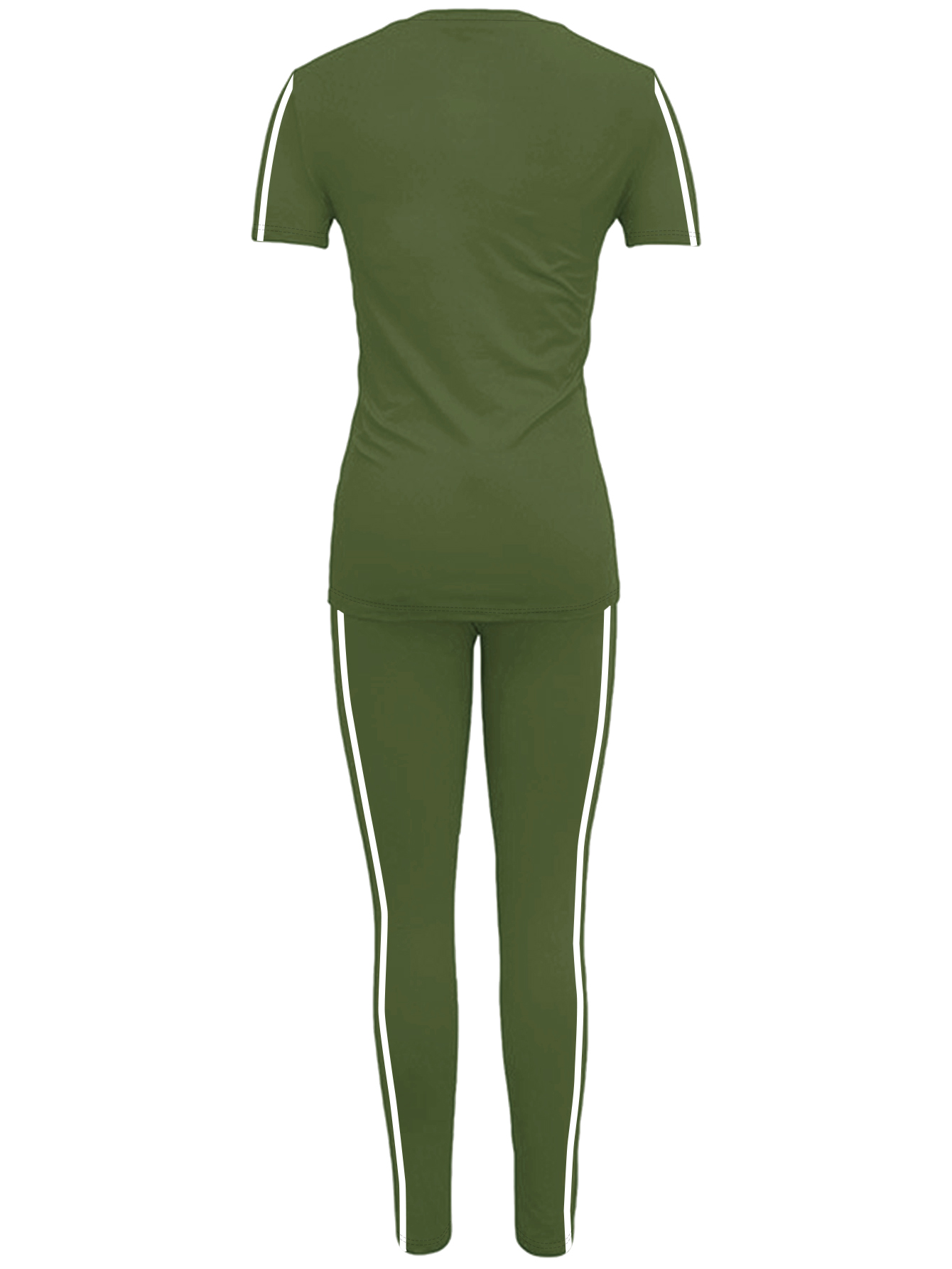Ensemble de vêtements de sport d'été à rayures latérales pour femmes, manches courtes, pantalons longs, couche de Base respirante, tenue colorée décontractée