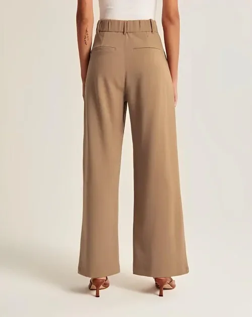 Pantalon décontracté à jambes larges pour femmes, taille haute, travail, couleur unie, sur mesure, boutonné, avec poches, pantalon de costume