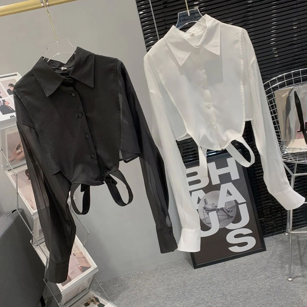 Sheer adt-Chemises d'été chics pour femmes, résistant au soleil, coupe courte, sexy, mode ulzzang, streetwear décontracté, assressenti, esthétique