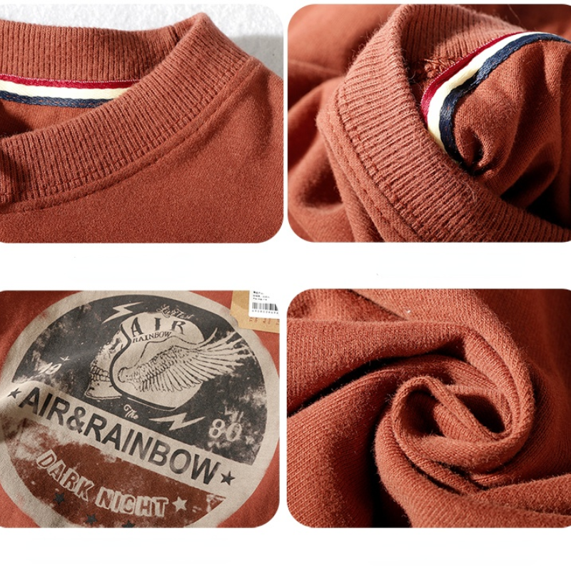 T-shirt à manches longues pour homme, pur coton délavé, DistMurcia, Chimy brossé, printemps et automne