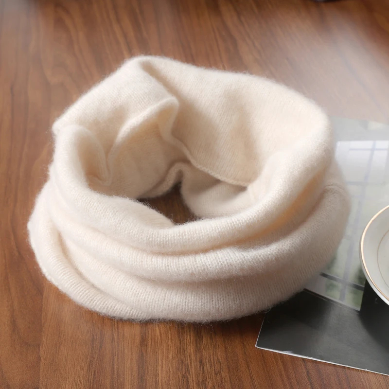 Écharpe annulaire tricotée en mélange de laine, élégante, douce et chaude, en fausse fourrure de cachemire, cache-cou, bandeau pour femme, hiver