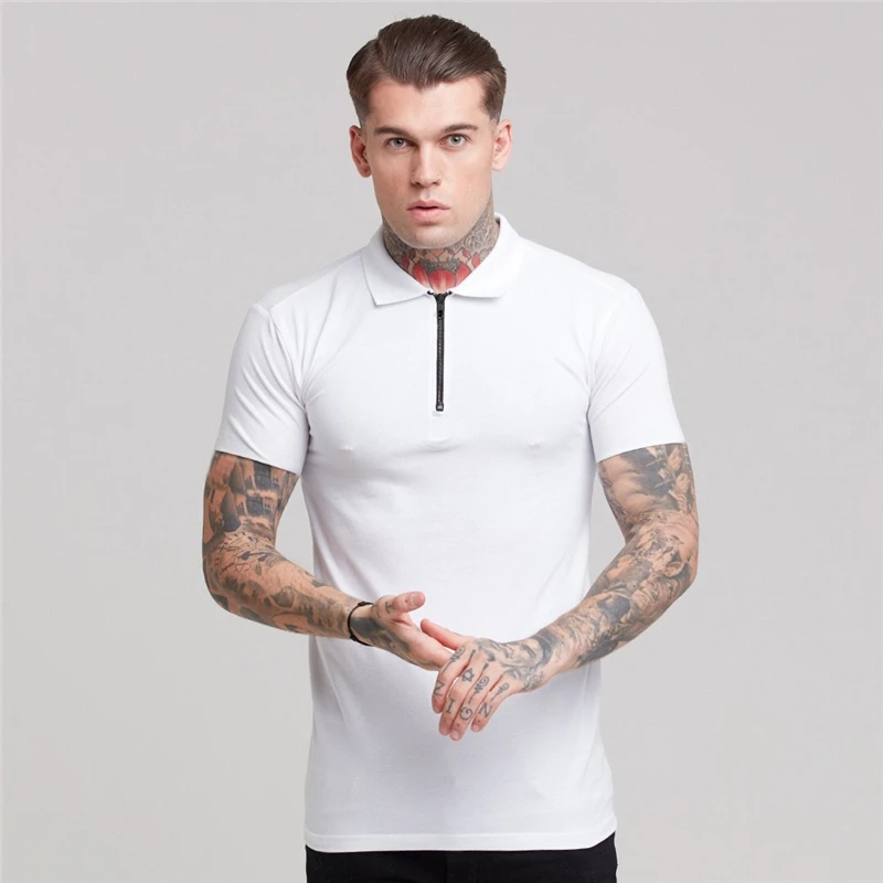 Polo Slim Fit à manches courtes pour hommes, chemises de golf décontractées, monochromatique, coton, fitness, sport, mode streetwear, été