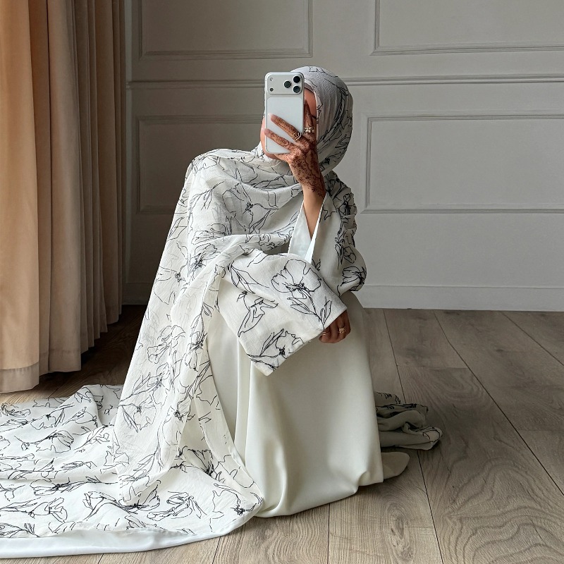 Robe Abaya pour femmes pour l'Aïd, avec foulard imprimé, Jalabiya de Dubaï, Robes longues de Ramadan, Robes de soirée élégantes, Robe longue arabe, Caftan marocain