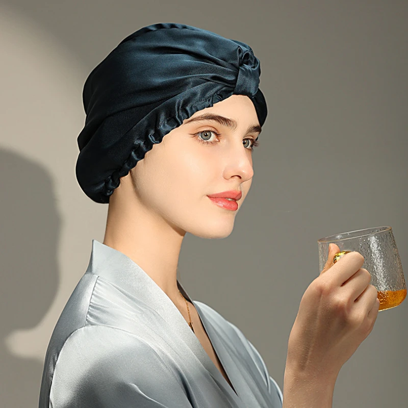 Bonnet de nuit en soie Pure, Bonnet de couchage en soie de mûrier, chapeau de perte de cheveux, Turban en soie naturelle pour cheveux, couvre-chef en soie pour femmes