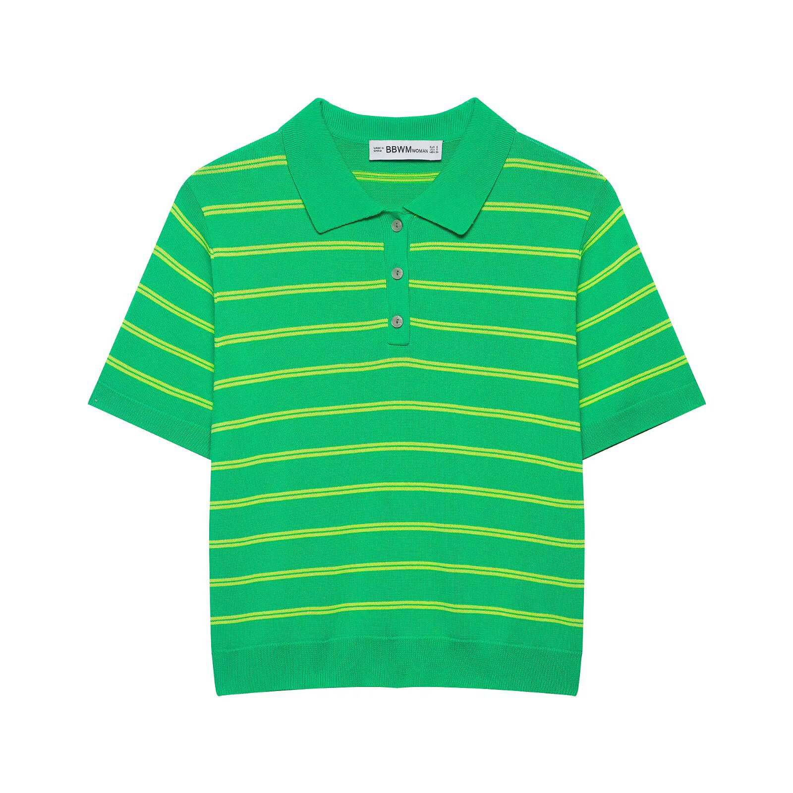 Nouvelle collection été : Polo tricoté rayé à manches courtes pour femme, style européen et américain, décontracté et élégant
