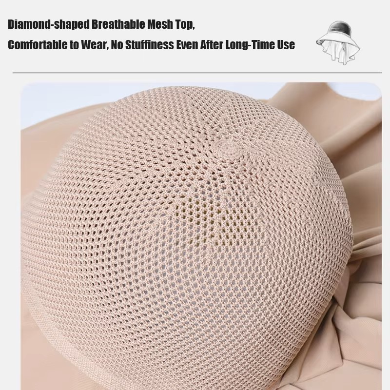 Chapeau de soleil anti-UV pour femme avec protection du cou, dessus en maille respirante, large bord, casquette d'extérieur