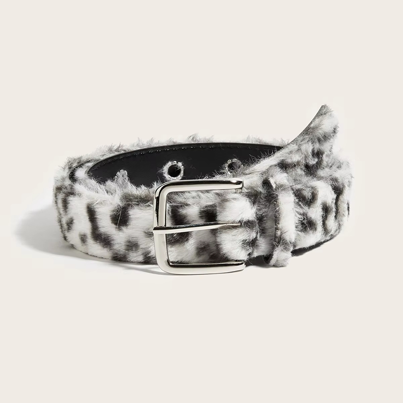 Ceinture rétro en fausse fourrure imprimé léopard Y2K, ceintures en fourrure rose, ceinture punk sexy pour femme, ceinture de taille moelleuse d'hiver, accessoires de décoration