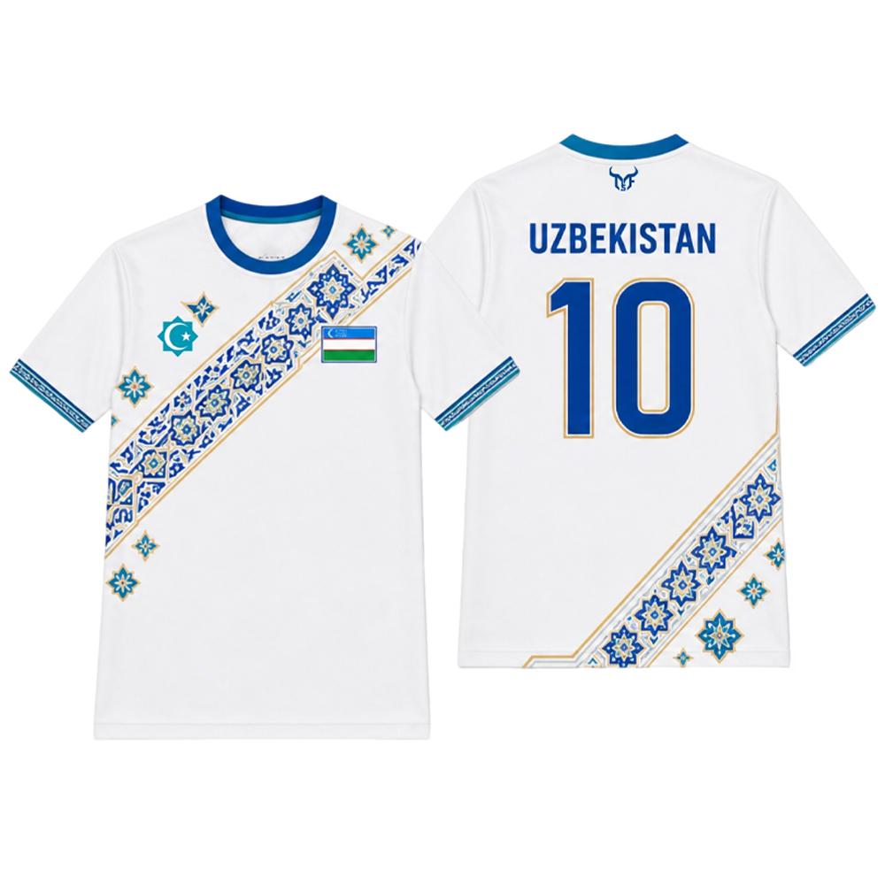 Maillot de football imprimé drapeau de l'Ouzbékistan pour hommes, uniforme d'entraînement respirant et à séchage rapide, t-shirt à col rond avec graphisme traditionnel