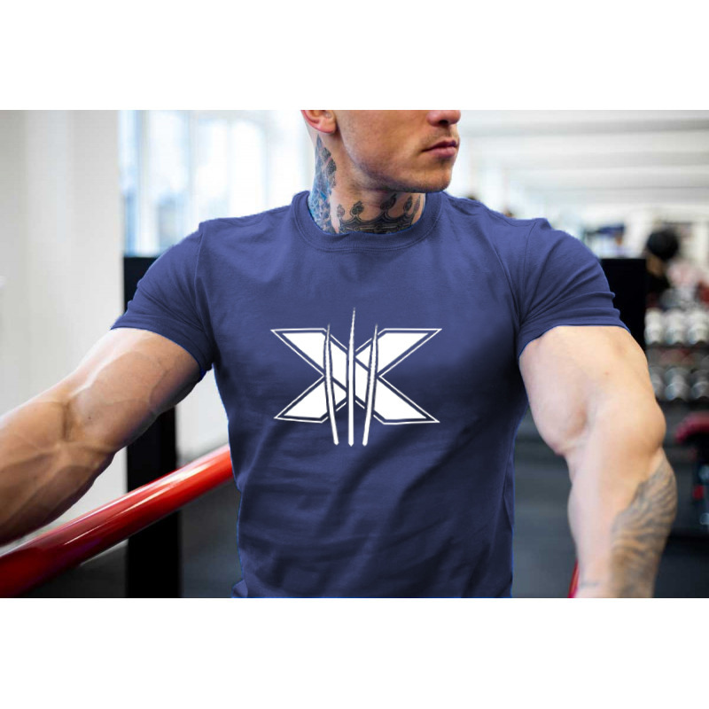 Vêtements de sport pour hommes, T-shirt à manches courtes en coton, Slim, imprimé, pour course à pied, entraînement, hauts décontractés