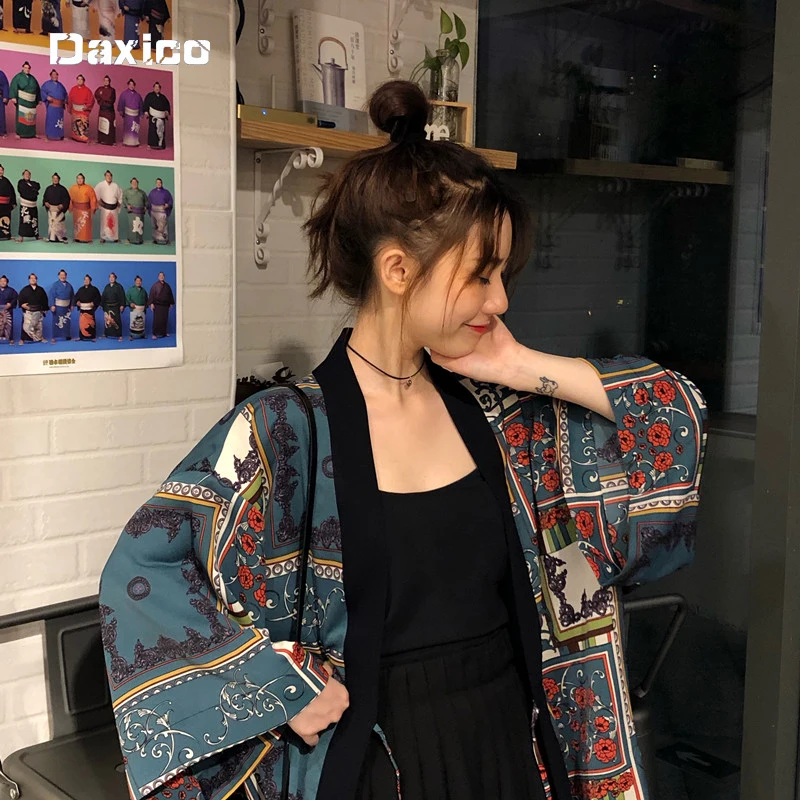 Cardigan en mousseline imprimé rétro style chinois pour l'été, chemise kimono japonaise streetwear, blouse Harajuku Kawaii