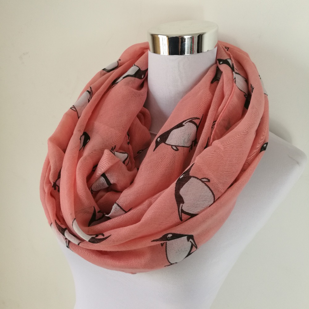 Mode pingouin imprimé cercle cou foulards femme grands mouchoirs pour femmes animal châle Snood écharpe capuche pour les femmes