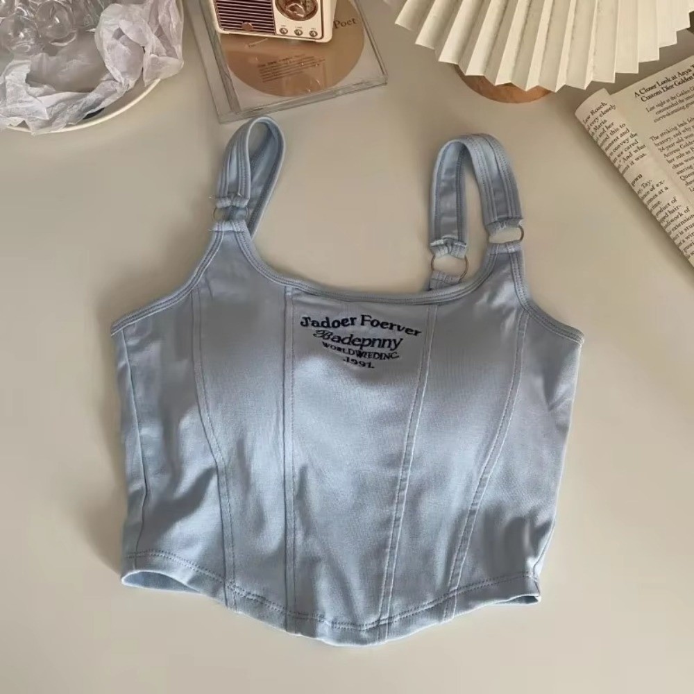 Débardeur court ajusté tendance style 'Spicy Girls' pour femme, avec lettres et coussinets intégrés