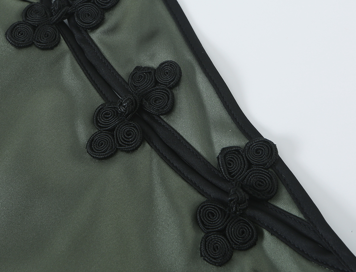 BSAY 2026 Robe Qipao mi-longue style chinois à col halter, boutons grenouille, jacquard, sans manches, moulante, élégante, pour femmes, idéale pour les soirées.