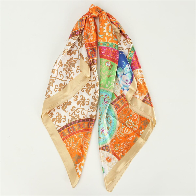 Hip Hop Hijab écharpe femmes imprimer Foulard carré Satin soie foulards châles et enveloppes dame Pashmina Bandana 2024