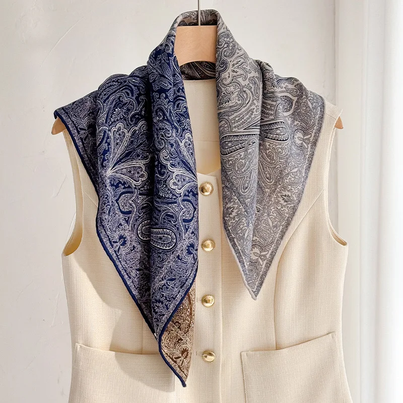 70% laine 30% véritable foulard en soie pour femmes Bandana foulards carrés foulard mûrier mode été plage haute qualité Hijab foulard