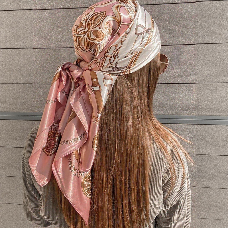 Foulard carré en Satin pour femmes, Hijab Paisley élégant, foulard en soie imprimé, châle, bandeau, poignée, accessoires pour cheveux, Bandana, 2025