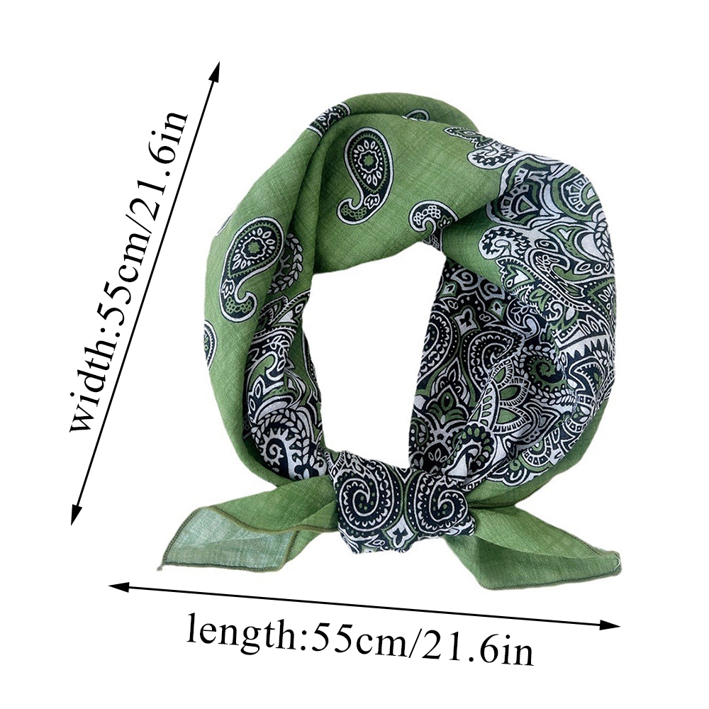 Foulard en coton et lin à imprimé floral pour femme, bandana, mouchoir carré, turban, accessoires pour cheveux, 55x55cm
