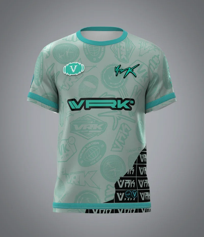 T-shirt à manches courtes et col rond pour homme VRUNK, ample, respirant, anti-humidité, avec impression 3D élégante