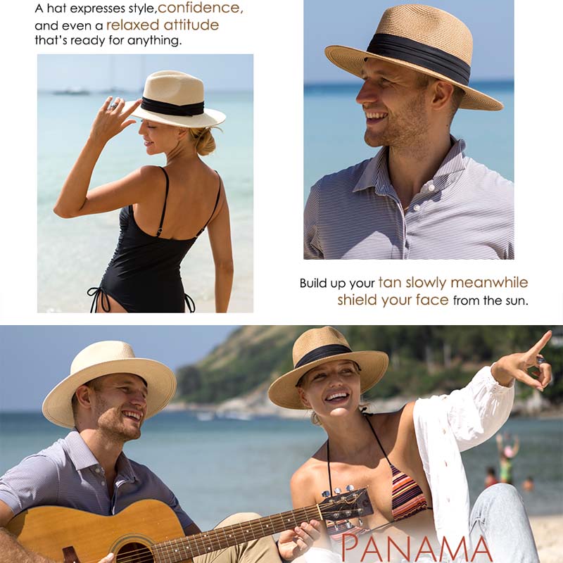 Chapeaux de soleil classiques d'été de grande taille 64cm pour hommes et femmes, Panama, chapeau de paille de plage à large bord pour Couple, grande tête, chapeau Fedora grande taille