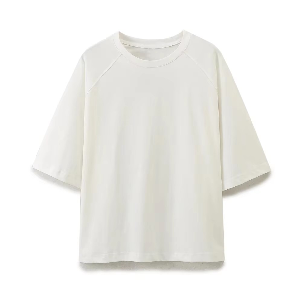 HH femmes T-Shirts à manches courtes col rond haut ample décontracté Simple basique 2024 été nouvelle femme Chic hauts solide t-shirt