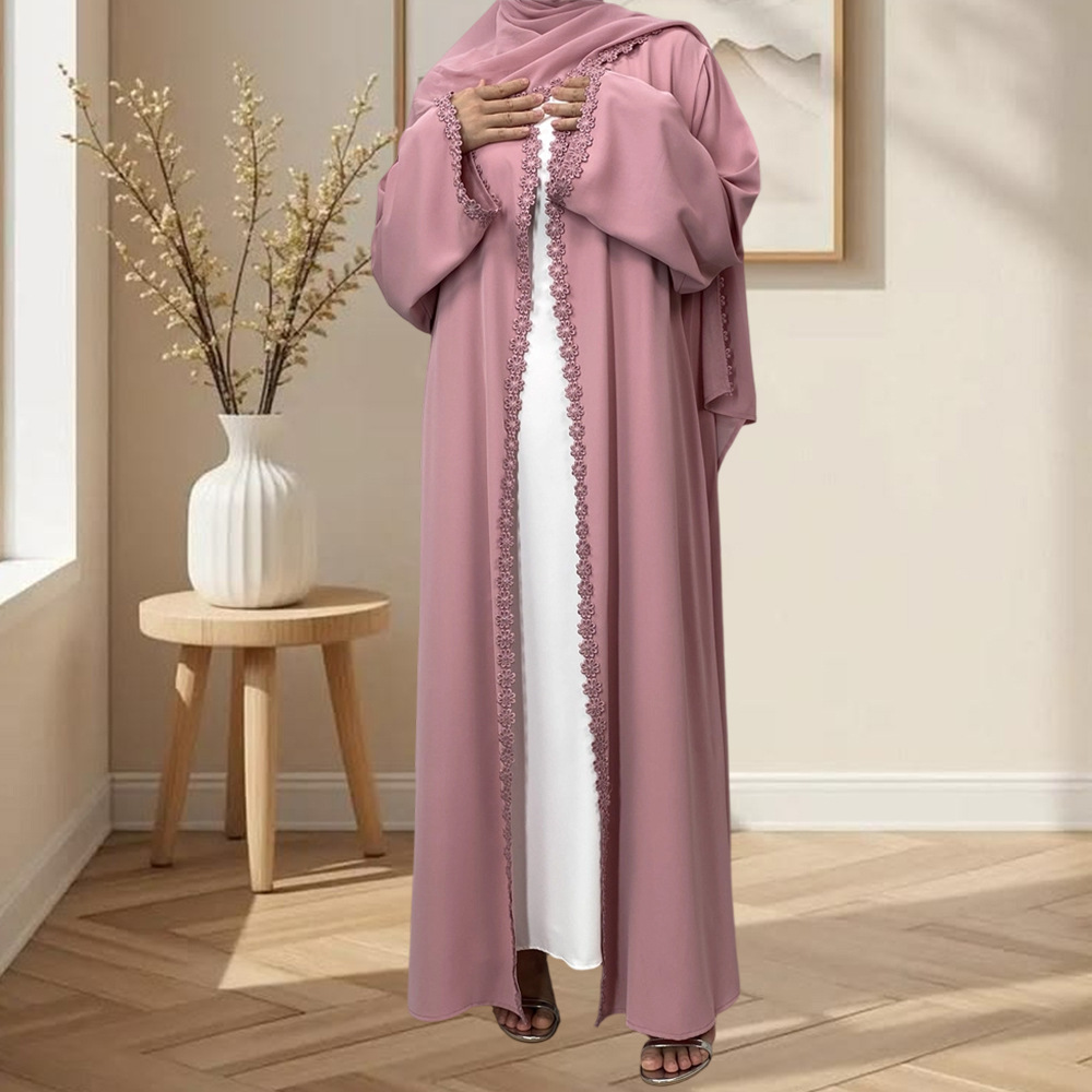 Abaya Femme, Robe en Dentelle pour l'Aïd, Jalabiya, Robes de Soirée Ramadan, Cardigan Musulman, Robe Marocaine, Abayas de Dubaï, Caftan, Khimar, Vestidos