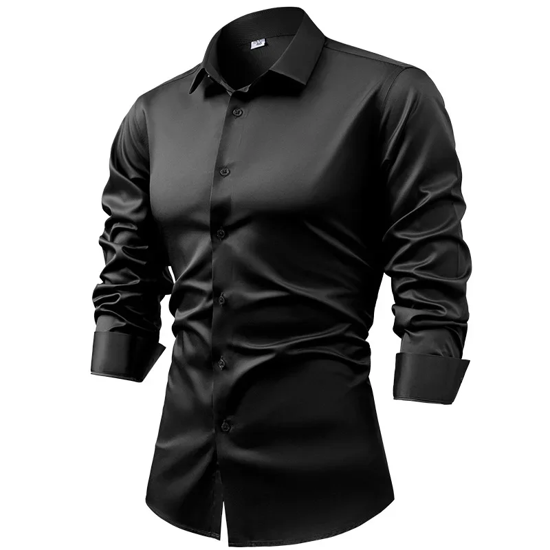 Injcotton-Chemise blanche à manches longues pour hommes, costume d'affaires décontracté, vêtements de cérémonie, haut de gamme, sens, pouces, printemps, 2025