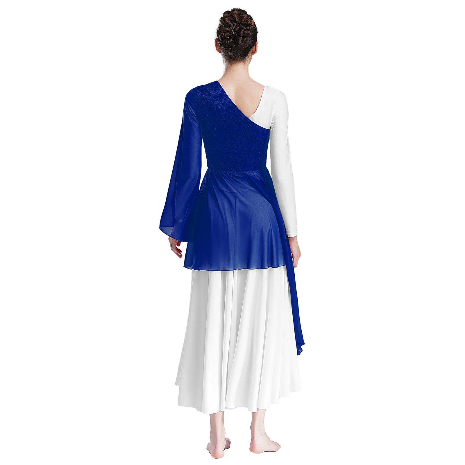 Tunique de danse de Ballet pour femmes, robes superposées en dentelle florale, danse lyrique, Costume de danse de culte d'église