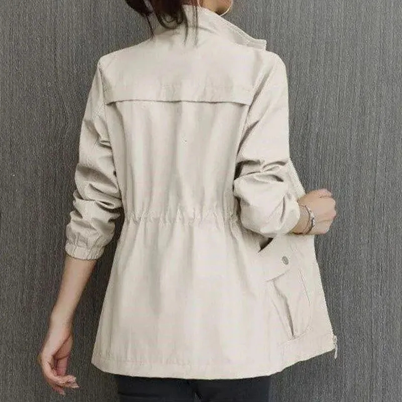 2025 nouvelles femmes coréennes Trench manteaux décontracté revers cordon coupe-vent printemps lâche Gabardina kaki mi-longue veste Abrigos haut