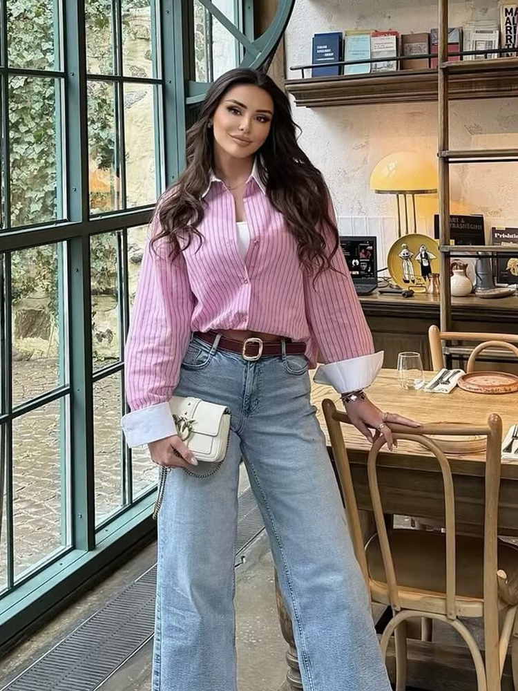 Chemisiers pour femmes SLTNX – Nouvelle collection printemps, chemises élégantes à blocs de couleur, hauts chics à simple boutonnage pour femmes