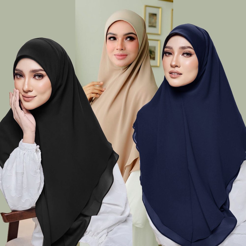 Hijab instantané en mousseline pour femmes musulmanes, prêt à porter, Khimar de couleur unie, foulard de prière pour usage quotidien islamique.