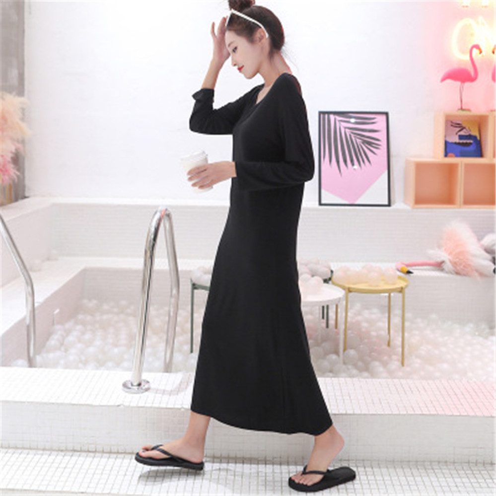 Robe Respirante à Manches sulfpour Femme, Vêtement de Maison Confortable, Droit, Couleur Unie, Simple, Respectueux de la Peau