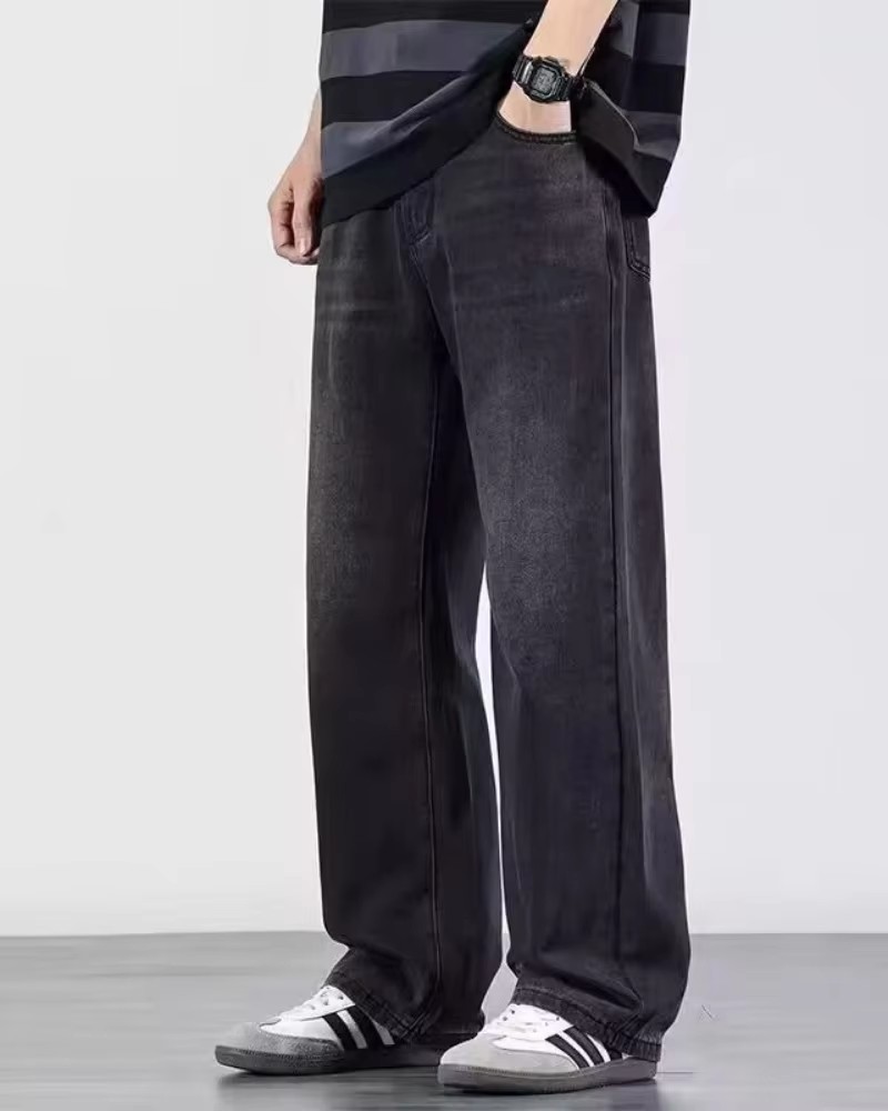 Nouveau Jean Bent Knife pour Homme, Style Rétro Américain, Délavé et Vieilli, Coupe Large, Jambe Droite Ample, Quatre Saisons, Feelin Street