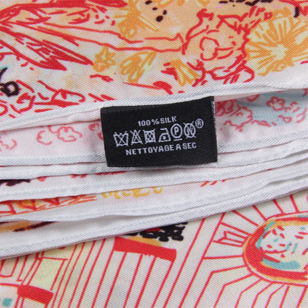 Foulard carré de marque de luxe pour femmes, 90cm, en soie sergé, châle de plage, Hijabs, grand Bandana, couvre-chef