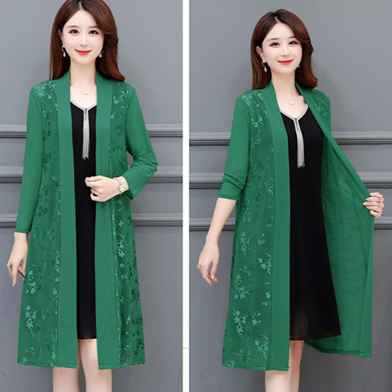 Veste cardigan imprimée à manches longues pour femmes, vêtements de protection solaire d'été, manteau de protection solaire, mince, mi-long, monochrome, femme, nouveau