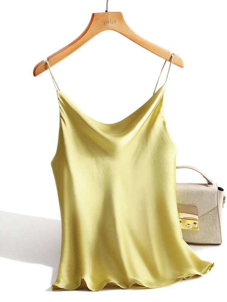 Débardeurs en satin de soie pour femme, été 2026, sexy, basiques, à fines bretelles, sans manches, camisoles, gilets, noir et blanc