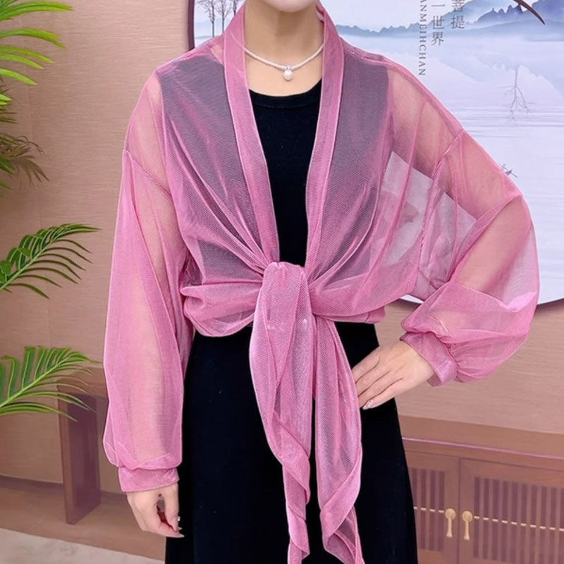 Cardigan d'été à manches longues pour femmes, chemise de protection solaire, manteau en fil de filet, vêtements pour femmes, mode coréenne, document solide, élégant