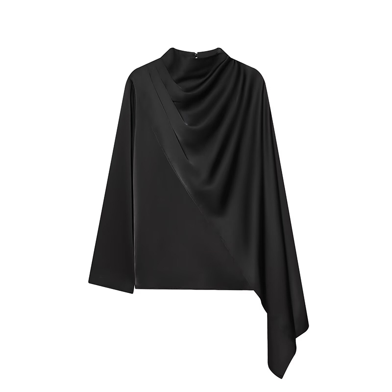 YENKYE nouveau 2026 femmes châle conception Satin Blouse à manches longues printemps haute rue hauts élégants