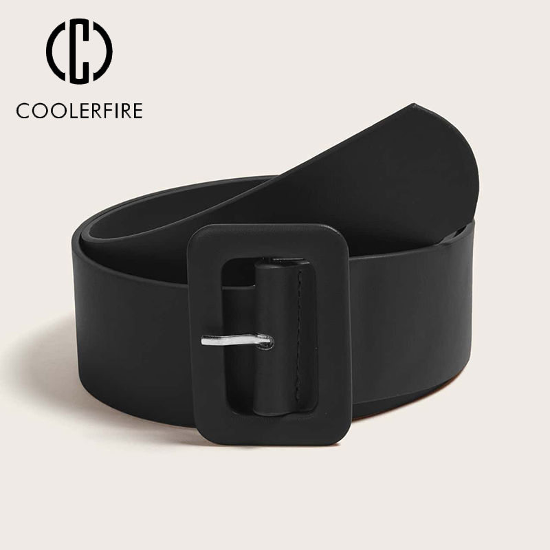 Ceinture large en cuir PU pour femmes, ceinture Simple à la mode pour robe de luxe de marque de styliste, noir rose, sangle féminine DT167